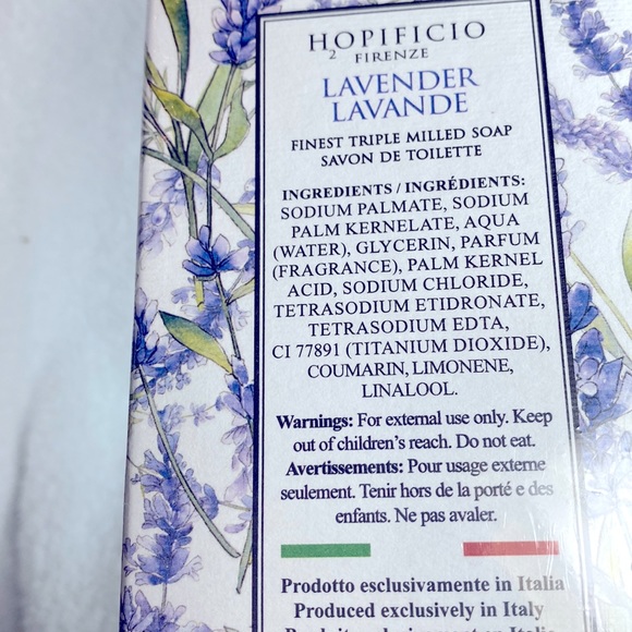 HOPIFICIO LAVENDER TRIPLE MILLED BODY SOAP MADE IN ITALY FIRENZE 3 5.2oz BARS - Picture 4 of 6